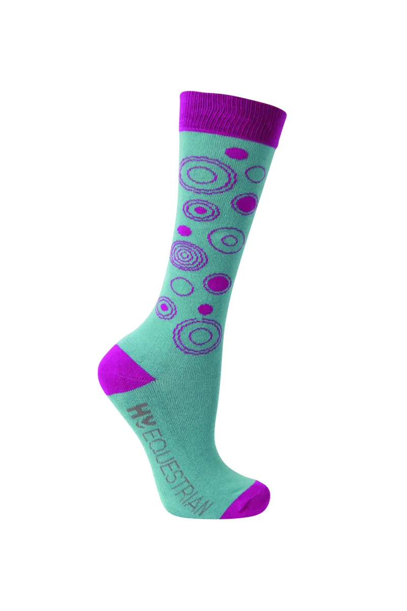 Hy Equestrian DynaMizs Ecliptic Socks - Pack of 3 - Plum/Teal-1